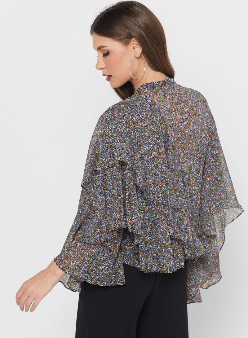 Ted Baker Ruffle Detail Printed Top