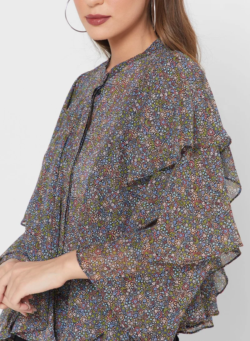 Ted Baker Ruffle Detail Printed Top