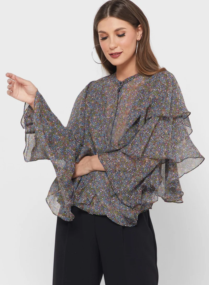 Ted Baker Ruffle Detail Printed Top