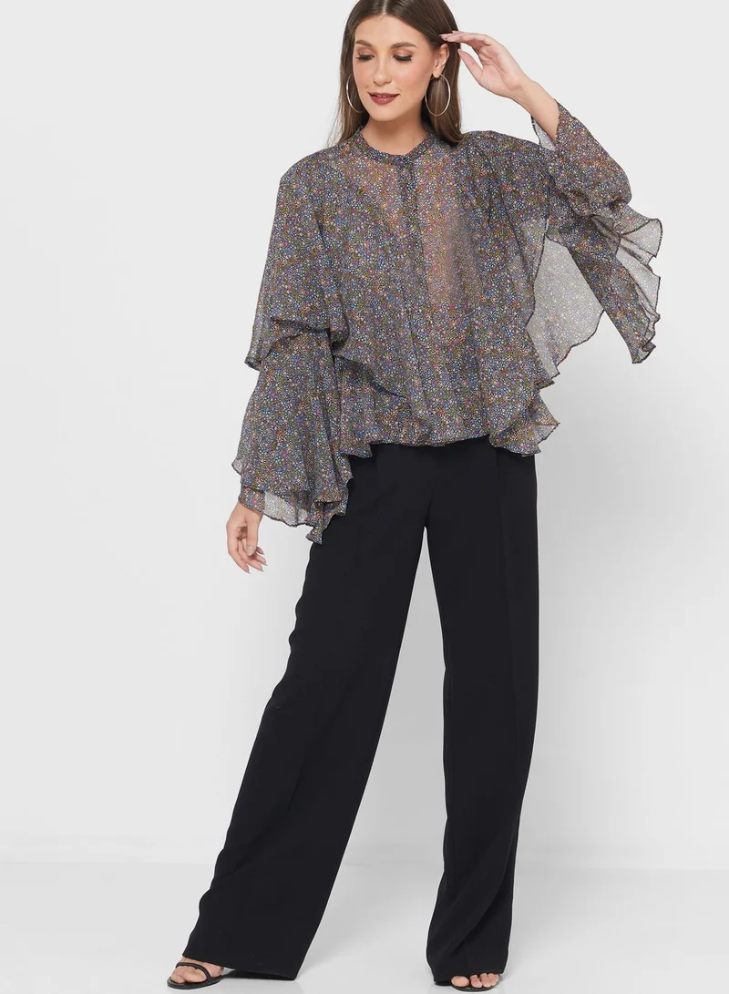 Ted Baker Ruffle Detail Printed Top