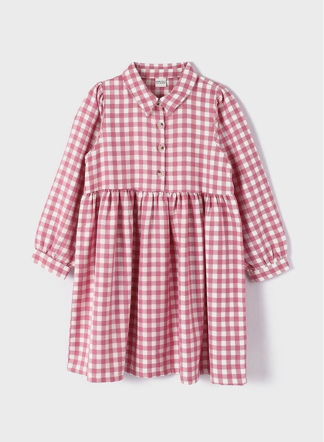 LC WAIKIKI Shirt Collar Patterned Girl Dress  - Image 1