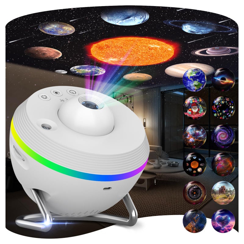 FlyEagle Galaxy Projector 13 in 1 HD Planetarium Star Projector for Bedroom with Meteor Milky Way Space Ceiling Starry Night Light Projector for Kid Adult Led Galaxy Light with Timer Ideal Gift White - Image 2