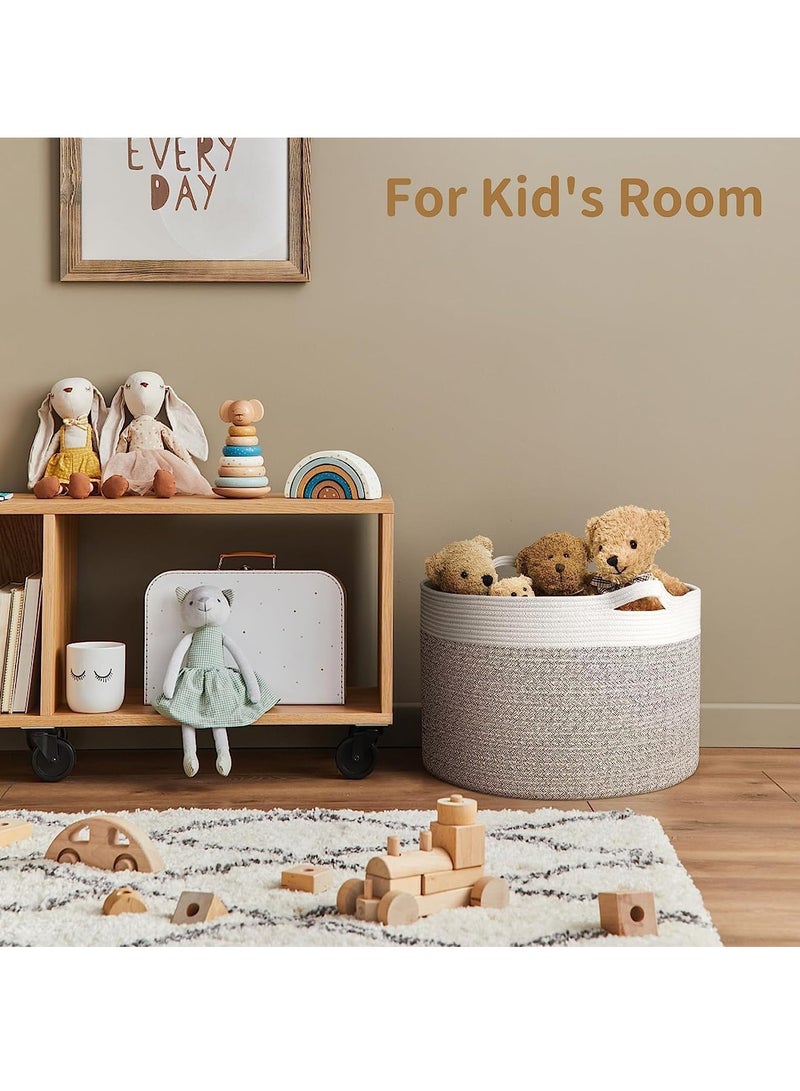 Large Laundry Baskets Clothes Basket Woven Laundry Baskets with Handles Toys Basket Large Baskets for Storage LivingRoom Toys Pillows Blankets Clothes  (Beige 14” x 22”) - Image 5