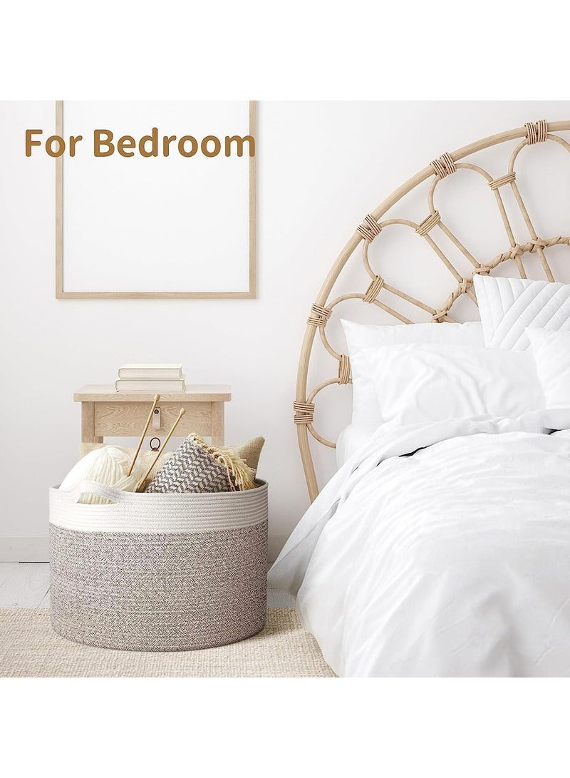 Large Laundry Baskets Clothes Basket Woven Laundry Baskets with Handles Toys Basket Large Baskets for Storage LivingRoom Toys Pillows Blankets Clothes  (Beige 14” x 22”) - Image 4