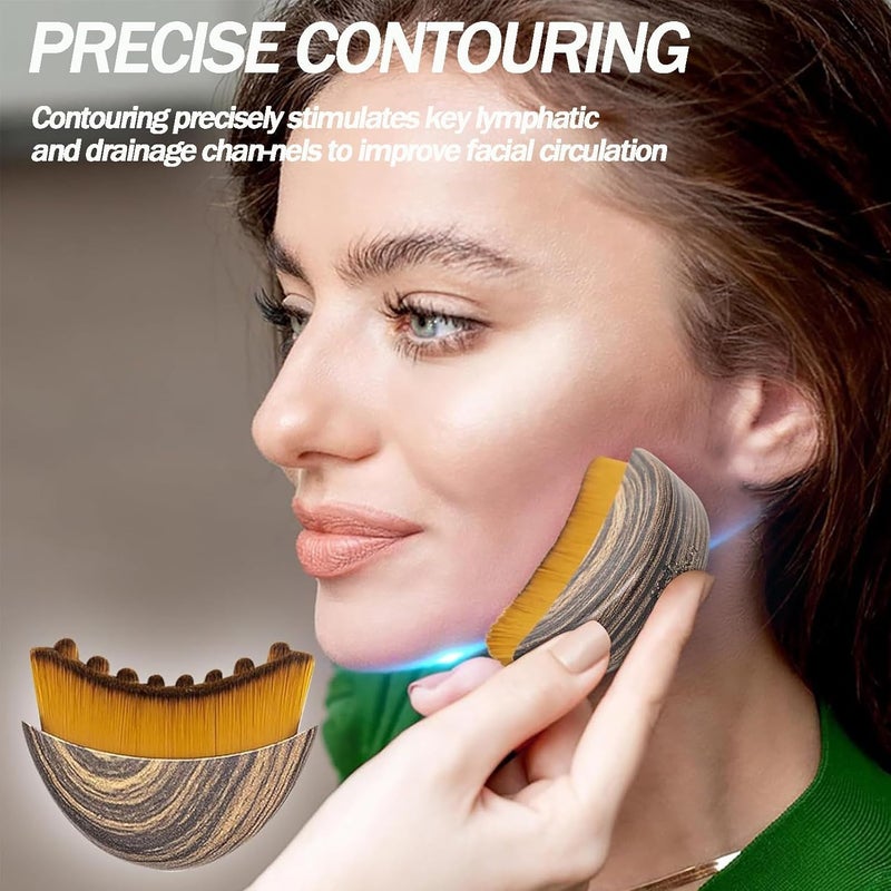 piercing 3PCS Lymphatic Contour Face Brush, Face Brush, Facial Brush, Body Brush Lymphatic Drainage, Bath Brush Natural Thick Bristles Exfoliates Dead Skin, Detoxifies, Improves Blood Circulation - Spa-Grade Dual Use Dry/Wet Brush - Image 5