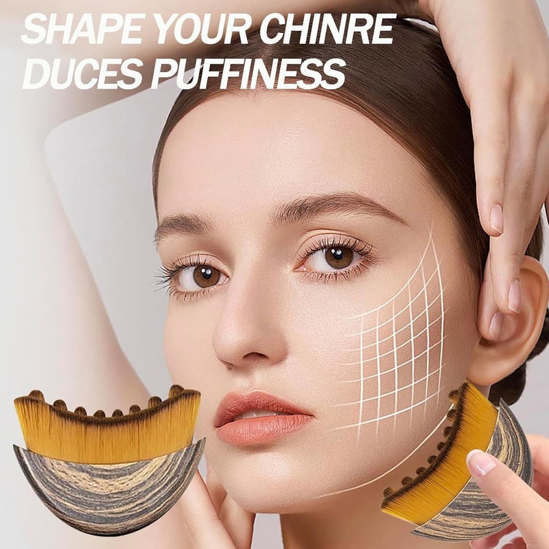 piercing 3PCS Lymphatic Contour Face Brush, Face Brush, Facial Brush, Body Brush Lymphatic Drainage, Bath Brush Natural Thick Bristles Exfoliates Dead Skin, Detoxifies, Improves Blood Circulation - Spa-Grade Dual Use Dry/Wet Brush - Image 3