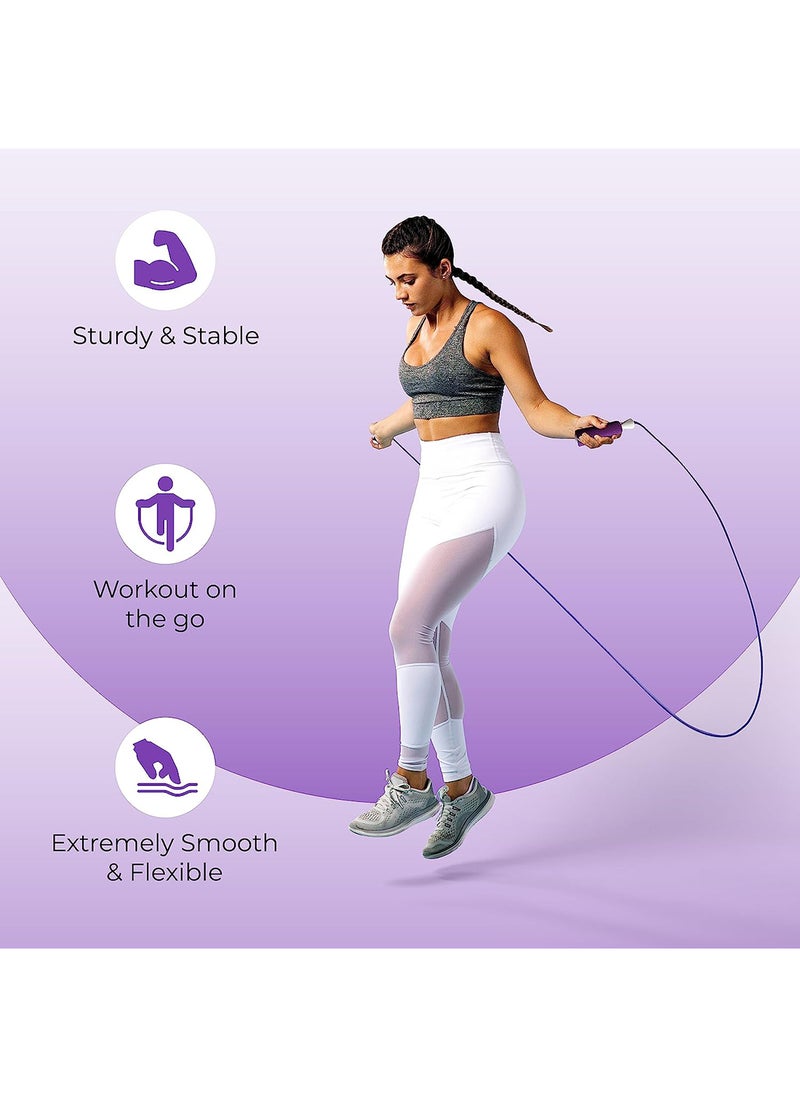 anythingbasic. - German Technology Tangle Free Skipping Rope with Compact Design | Purple | Material : Rubber and Foam | Speed Rope is Ideal for Speed Jumping, Boxing, Cardio Endurance for Men and Women - Image 1
