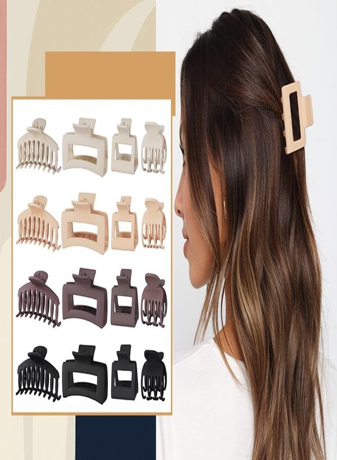 Cerrito Hair Claw Clips for Women Girls - 3 Large and 3 Small Pcs Strong Hold Clamps for Thick Thin Hair, Matte Nonslip Jaw Clips, Neutral Butterfly Claw, Styling, Ponytail Holder, Multicolor - Image 5
