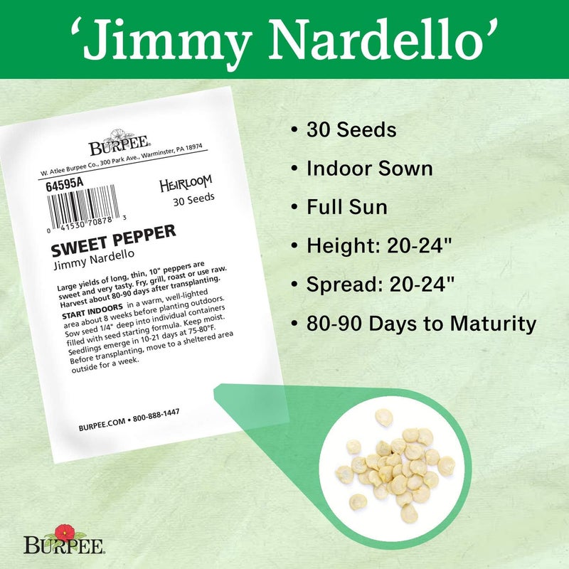 Burpee Jimmy Nardellos Sweet Pepper Seeds 30 seeds - Image 3