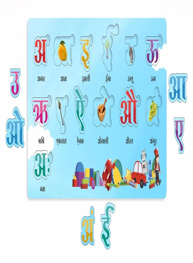 CRAFTICK Wooden Hindi Varnamala swar vyanjan Puzzle Educational Board| Hindi Shabd Rachna for Kids Montessori pre-School Activity Set of 2 Multicolor (Hindi Varmala) | Return Gift - Image 5