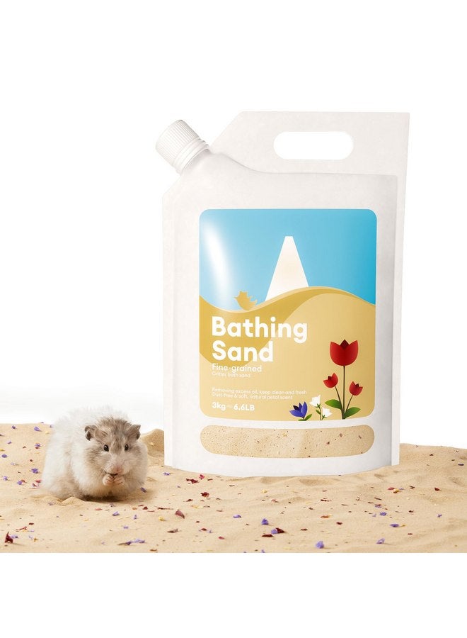 BUCATSTATE Hamster Sand, No-Dust 6.6LB Chinchilla Dust Bath with Pour Spout, 100% Natural Desert Bathing Sand for Syrian Hamster Gerbil Rat Mice Small Animals (Flower Smell) - Image 1