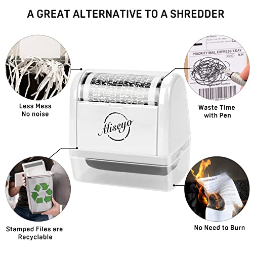 Miseyo Wide Identity Theft Protection Roller Stamp Set - White (3 Refill Ink Included) - Image 5