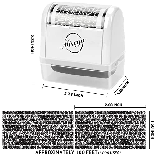 Miseyo Wide Identity Theft Protection Roller Stamp Set - White (3 Refill Ink Included) - Image 2