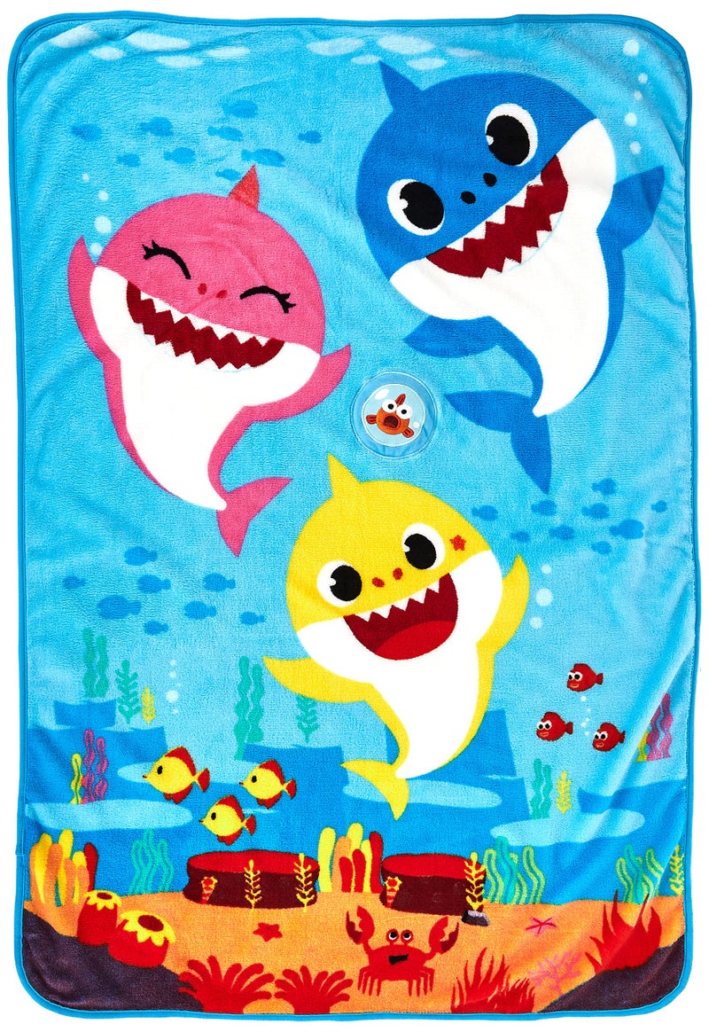 BABY SHARK Baby Shark Musical Warm Plush Throw Blanket That Plays The Baby Shark Theme Song Extra Cozy and Comfy for Your Toddler