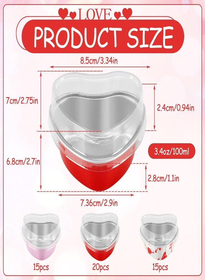 AUGSUN Valentine's Day Baking Cups with Lids, Heart Cake Pan Set, Heart Cake Pan Set Reusable Aluminum Foil Molds for Cupcakes and Cookies Valentine's Day Desserts - Image 2