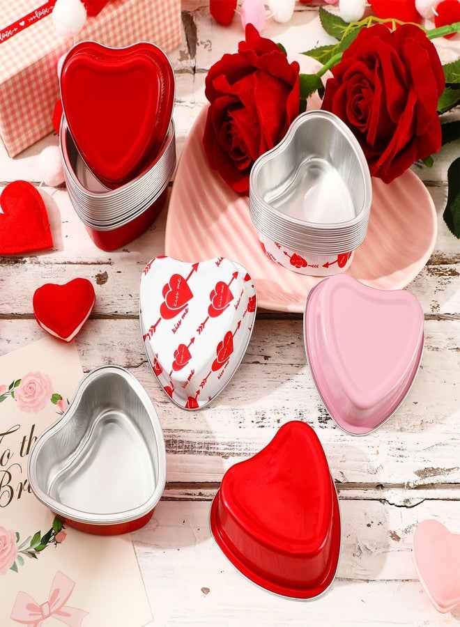 AUGSUN Valentine's Day Baking Cups with Lids, Heart Cake Pan Set, Heart Cake Pan Set Reusable Aluminum Foil Molds for Cupcakes and Cookies Valentine's Day Desserts - Image 4