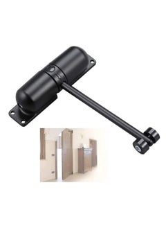 SYOSI Automatic Door Closer Safety Wheel Roller Spring Door Closer Easy to Install to Convert Hinged Doors to Self Closing Diecast Construction Black  - Image 1