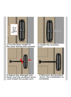 SYOSI Automatic Door Closer Safety Wheel Roller Spring Door Closer Easy to Install to Convert Hinged Doors to Self Closing Diecast Construction Black  - Image 5