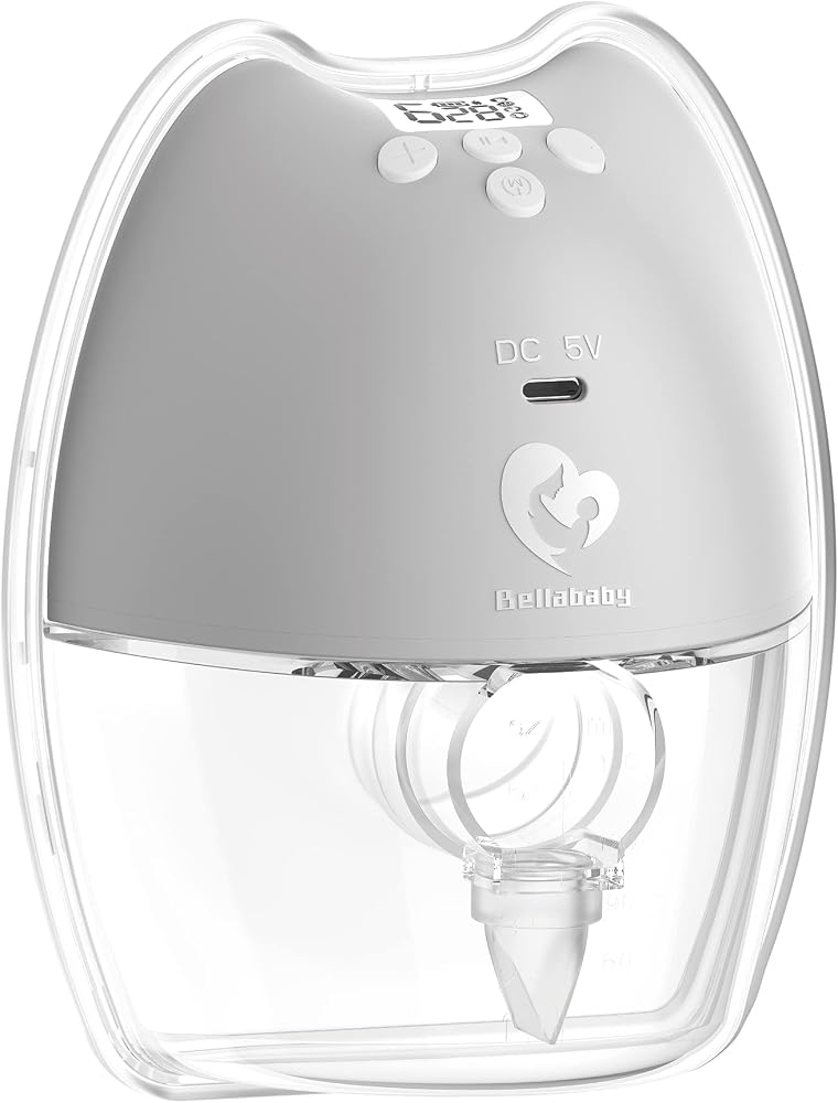 Bellababy Hands-Free Breast Pump Wearable with Storage Box, LED Display Electric Breast Pump Wireless Portable, 4 Modes & 9 Levels Suction, Compact & Discreet, Grey. (24mm Flange, 21/19/17mm inserts) - Image 1
