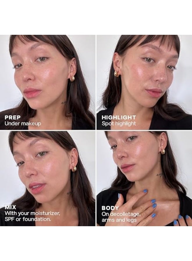 سايي ساي ميني جلووي سوبر جل خفيف الميزات - مضيء + برايمر مكياج للبشرة المتألقة - غني بفيتامين سي + زيت سكوالان المرطب - يمكن استخدامه بمفرده أو تحت المكياج - ستار جلو (0.5 أوقية) - Image 4