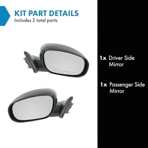 TRQ 2 Piece Driver and Passenger Side Mirror Assembly Set Electric Adjustment Heated No Memory Black Compatible with 2005-2008 Chrysler Dodge Magnum 300 2006-2010 Dodge Charger CH1320231 CH1321231 - Image 2