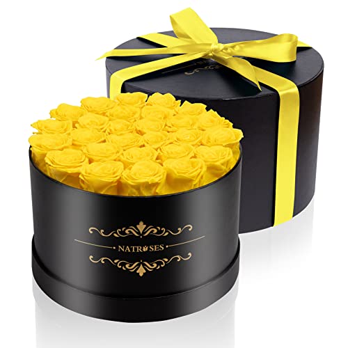 NATROSES 27 Piece Forever Preserved Roses in a Box, Preserved Flowers for Delivery Birthday, Flowers Gifts for Mothers Day, Yellow - Image 4