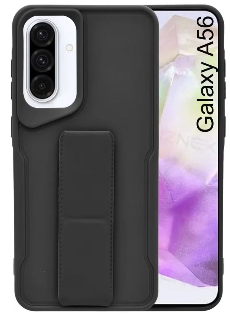 Case Cover For Samsung Galaxy A56 With Magnetic Hand Grip 3 in 1 Black - Image 1