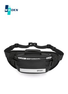 Men's Large Capacity Waist Bag Reflective Nylon Messenger Bag Korean Style Fashion Outdoor Sports Chest Bag