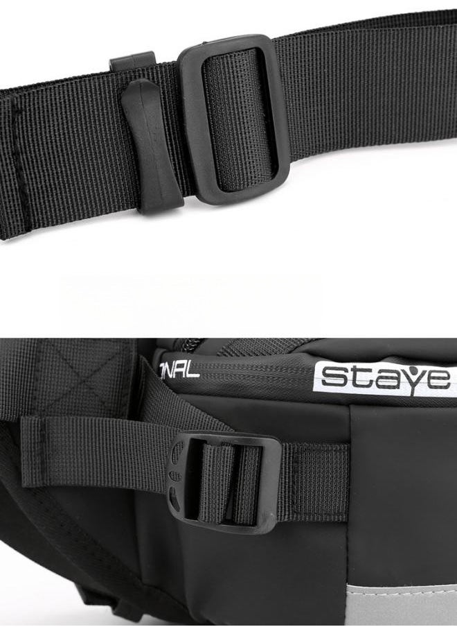 WAOKN - Men's Large Capacity Waist Bag Reflective Nylon Messenger Bag Korean Style Fashion Outdoor Sports Chest Bag - Image 1