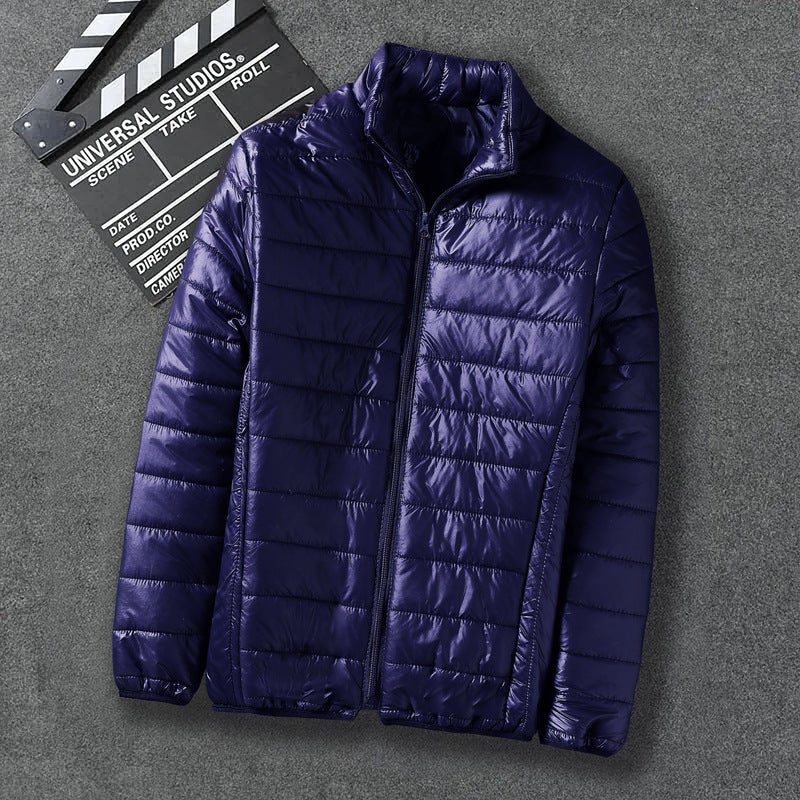 Mens Down Cotton Coat Cropped Lightweight Cotton-padded Jacket Workwear Thickened Youth Padded Vest Winter Decorative Outerwear Black [hooded]]  - Image 3