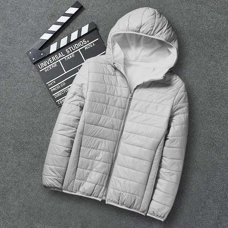 Mens Down Cotton Coat Cropped Lightweight Cotton-padded Jacket Workwear Thickened Youth Padded Vest Winter Decorative Outerwear Black [hooded]]  - Image 2