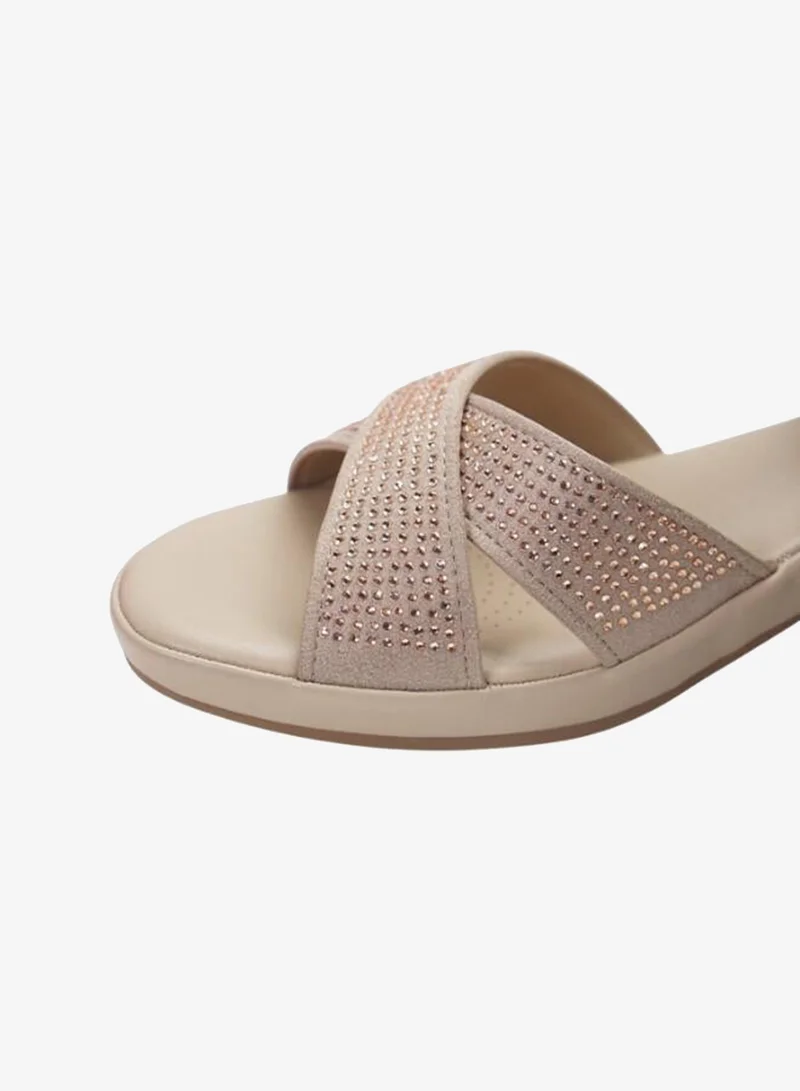 Michelle Morgan Beige 092-3114 Michelle Morgan Ladies Mid Heel Backstrap Sandals 514RJ315 Beige for Women | Best Price UAE