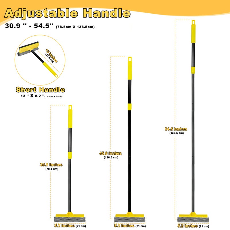 NEWE Window Squeegee with Extension Pole, 54.5 inches Car Windshield Washer Kit with Sponge, Extendable Shower Glass Cleaner Tool for Home Cleaning Mirror Auto Truck (Short Handle Included) - Image 5