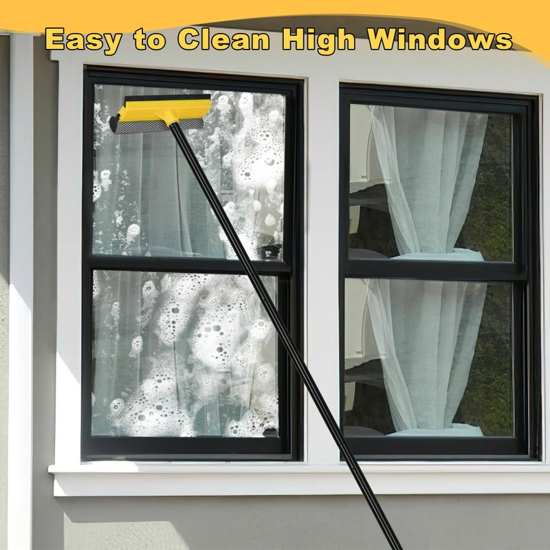 NEWE Window Squeegee with Extension Pole, 54.5 inches Car Windshield Washer Kit with Sponge, Extendable Shower Glass Cleaner Tool for Home Cleaning Mirror Auto Truck (Short Handle Included) - Image 2