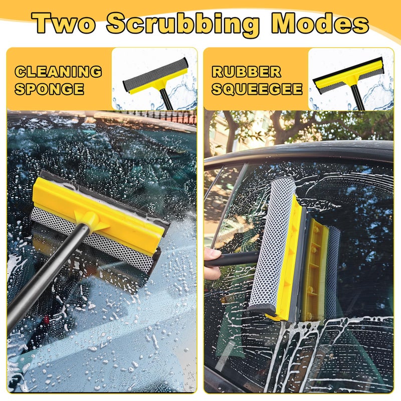 NEWE Window Squeegee with Extension Pole, 54.5 inches Car Windshield Washer Kit with Sponge, Extendable Shower Glass Cleaner Tool for Home Cleaning Mirror Auto Truck (Short Handle Included) - Image 3