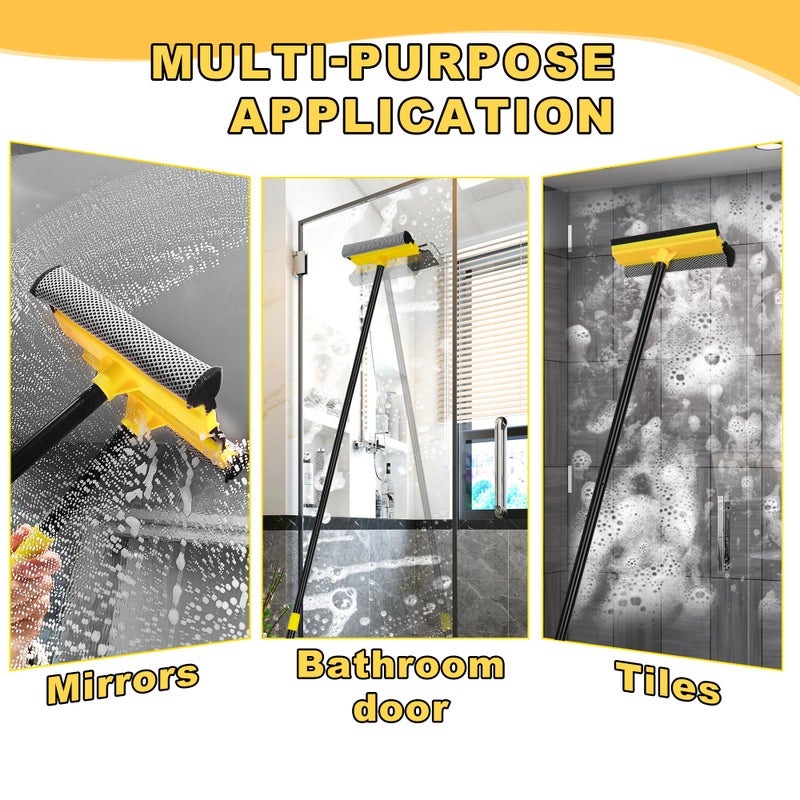NEWE Window Squeegee with Extension Pole, 54.5 inches Car Windshield Washer Kit with Sponge, Extendable Shower Glass Cleaner Tool for Home Cleaning Mirror Auto Truck (Short Handle Included) - Image 4