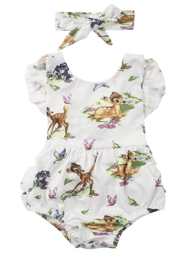 stylesilove Infant Baby Girl Ruffled Cap Sleeve Sunsuit Romper with Self-tied Headband 2pcs Outfit (70/3-6 Months) - Image 1