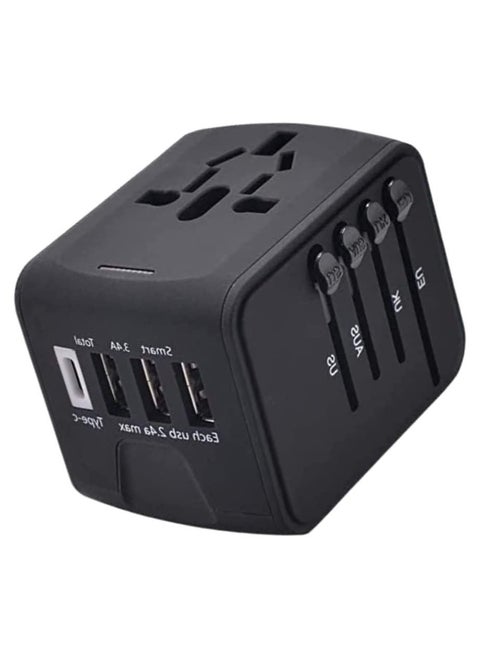 Universal Travel Adapter with 4 Ultra-Fast USB Port and 1 Ultra-Fast USB Type C Port and Power Socket