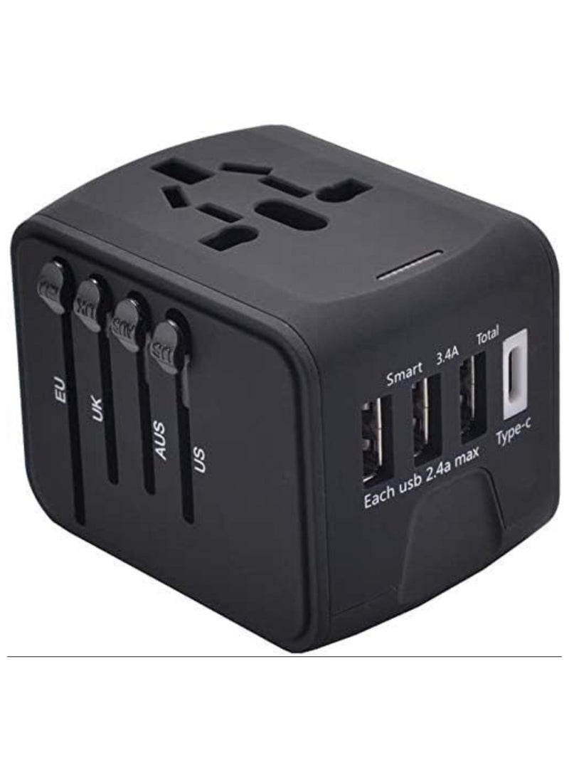 Universal Travel Adapter with 4 Ultra-Fast USB Port and 1 Ultra-Fast USB Type C Port and Power Socket