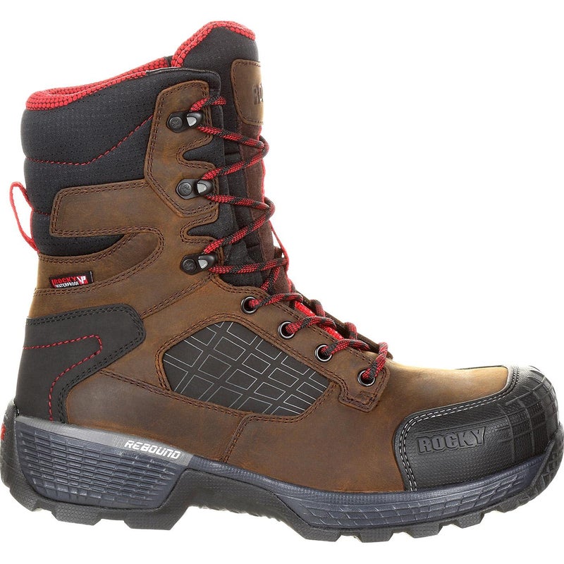 Rocky Work Boots Mens Treadflex 8" Lace Waterproof 13 M Dark Brown RKK0240 - Image 1