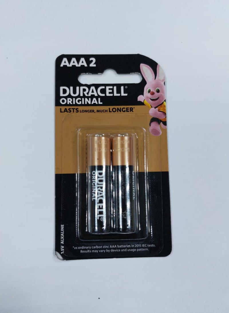 Duracell بطاريات قلوية من نوع DURACELL مقاس AAA، عبوة من قطعتين، متعددة الألوان
