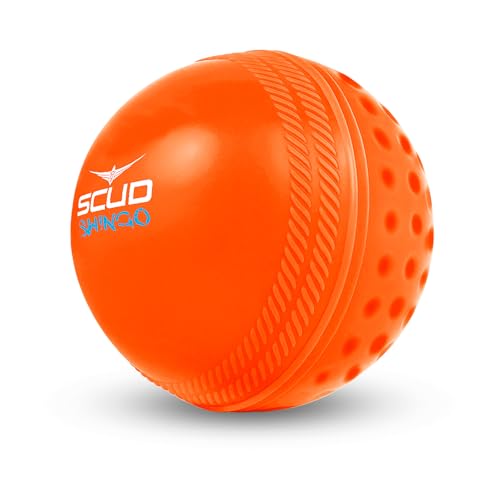 SCUD Swingo Wind Ball for Cricket, Specially Designed for Swing, Dual-Surface Half-Dimple & Half-Smooth Design, PVC | 72.39mm Diameter,105g (Pack of 3pc Balls, Neon Orange) - Image 2