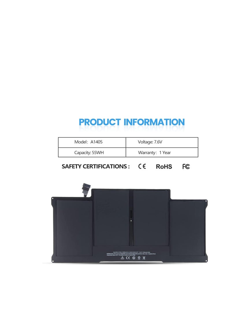 Terabyte Laptop Battery A1496 Compatible for Apple MacBook Air 13 Inch A1466(Mid 2012 2013, Early 2014 2015 2017) A1369(Late 2010, Mid 2011 Version) A1405 A1377 [7.6V 55Wh] 7200mAh - Image 3