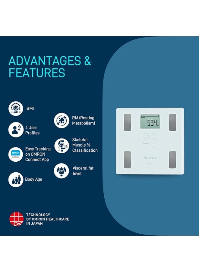 Omron HBF 214 Digital Full Body Composition Monitor with 4 User & Guest Mode Feature to Monitor BMI, Body Age, Vesceral Fat Level, Body Fat & Skeletal Muscle Percentage - Image 3