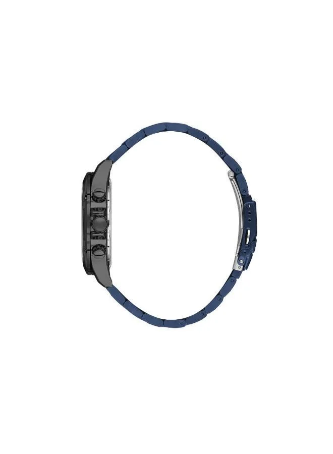 DANIEL KLEIN Men's Stainless Steel Black Alloy Case Analog Dark Blue Round Sunray Dial Japanese Quartz Exclusive 50 Meters Water Resistant