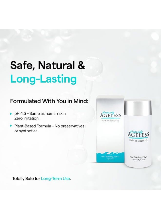 Instantly Ageless Hair Building Fibers | Starter Set | Hair in Seconds TM | .18 oz (5g) Fibers | Finishing Spray | Microfiber Bag | Instantly Ageless TM (Medium Brown) - Image 4