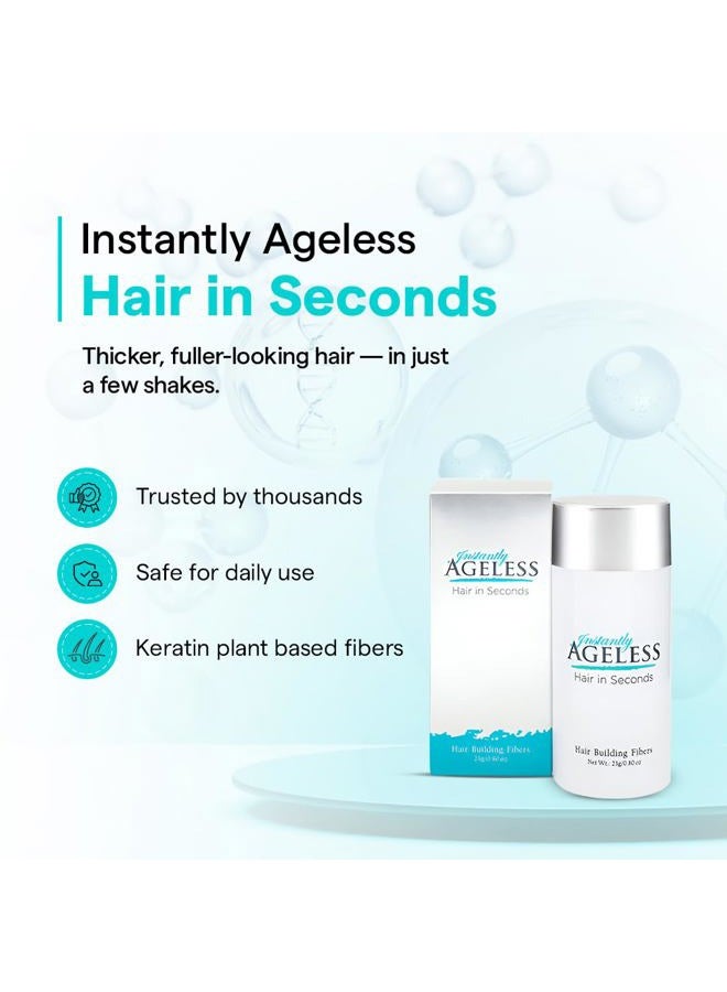 Instantly Ageless Hair Building Fibers | Starter Set | Hair in Seconds TM | .18 oz (5g) Fibers | Finishing Spray | Microfiber Bag | Instantly Ageless TM (Medium Brown) - Image 2