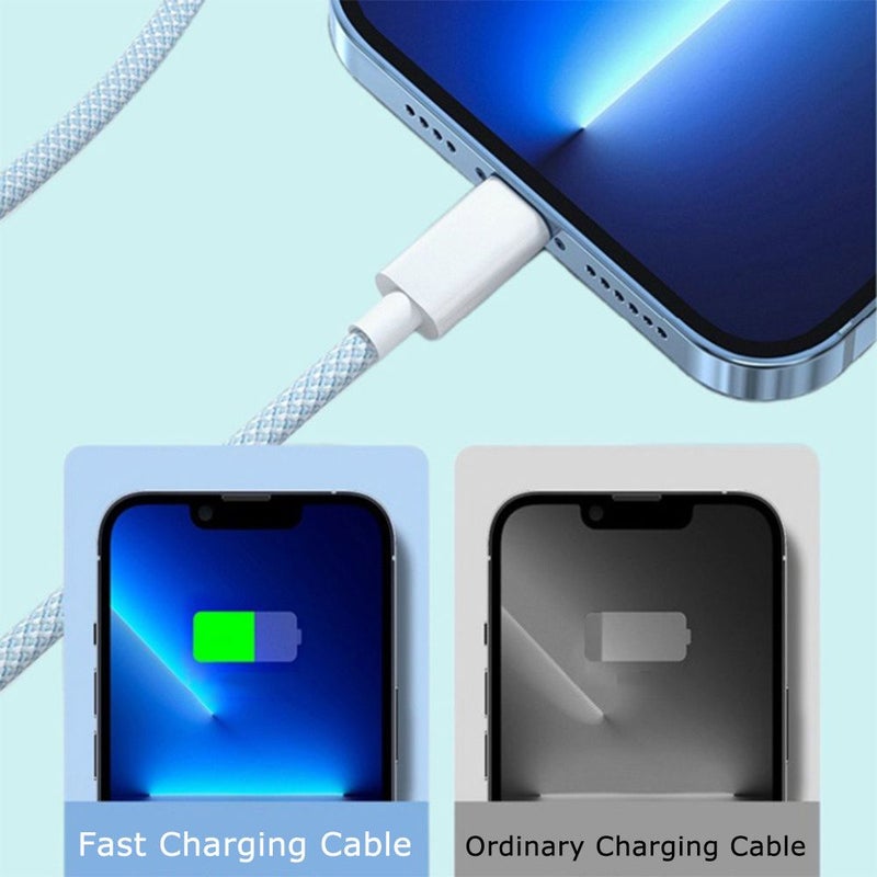 كابل USB-C إلى USB-C مجموعة 3 قطع شحن سريع بقدرة 60 واط بطول 78.74 بوصة مضفر باللون الأرجواني - Image 5