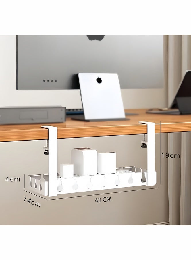 Under Desk Cable Management Tray, 40cm Under Desk Cord Organizer with Clamp Mount System for Wire Management, Metal Wire Cable Holder for Desks, Offices, No Need to Drill Holes - Image 2