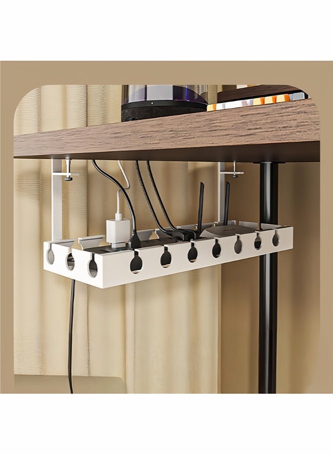 Under Desk Cable Management Tray, 40cm Under Desk Cord Organizer with Clamp Mount System for Wire Management, Metal Wire Cable Holder for Desks, Offices, No Need to Drill Holes - Image 3